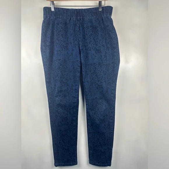 Soft Surroundings Women’s M‎ Blue Tapestry Print Jeggings Leggings Pull on - Picture 2 of 9
